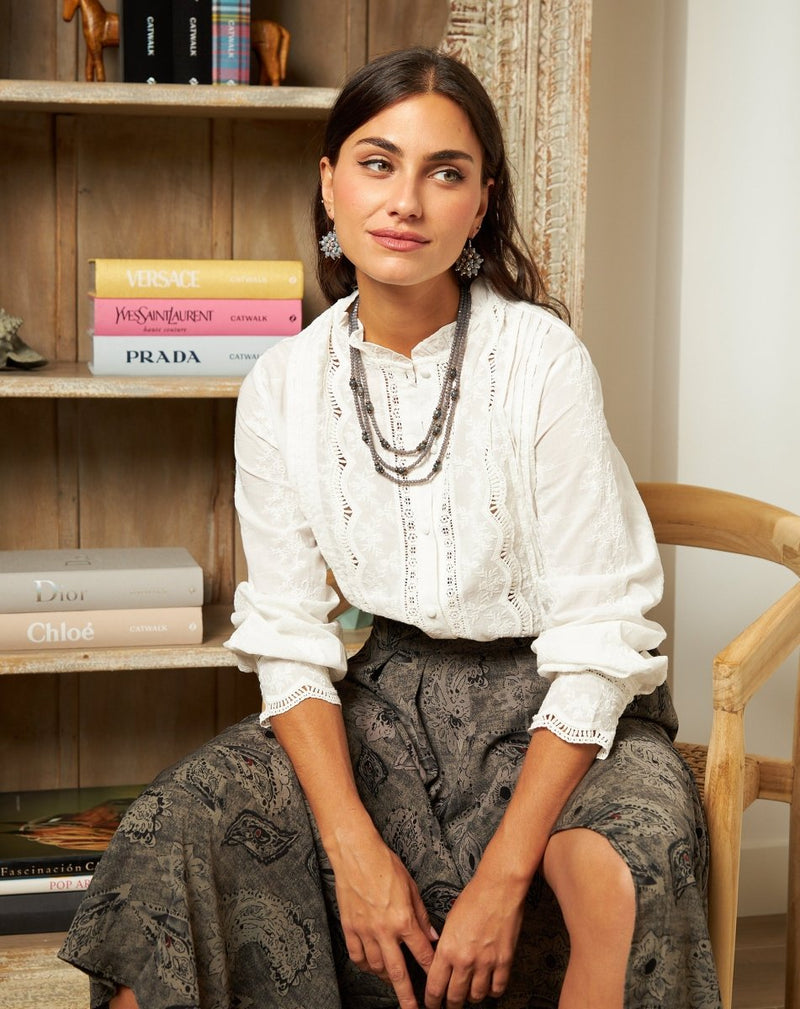 FALDA ESTAMPADA SADE GRIS - Monica Ecco