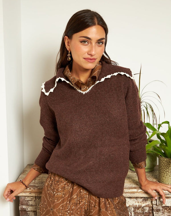JERSEY CUELLO EVA MARRÓN - Monica Ecco