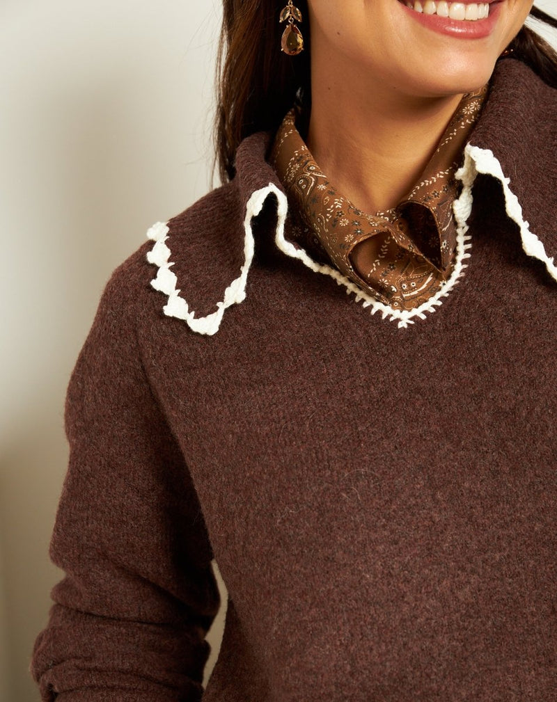 JERSEY CUELLO EVA MARRÓN - Monica Ecco