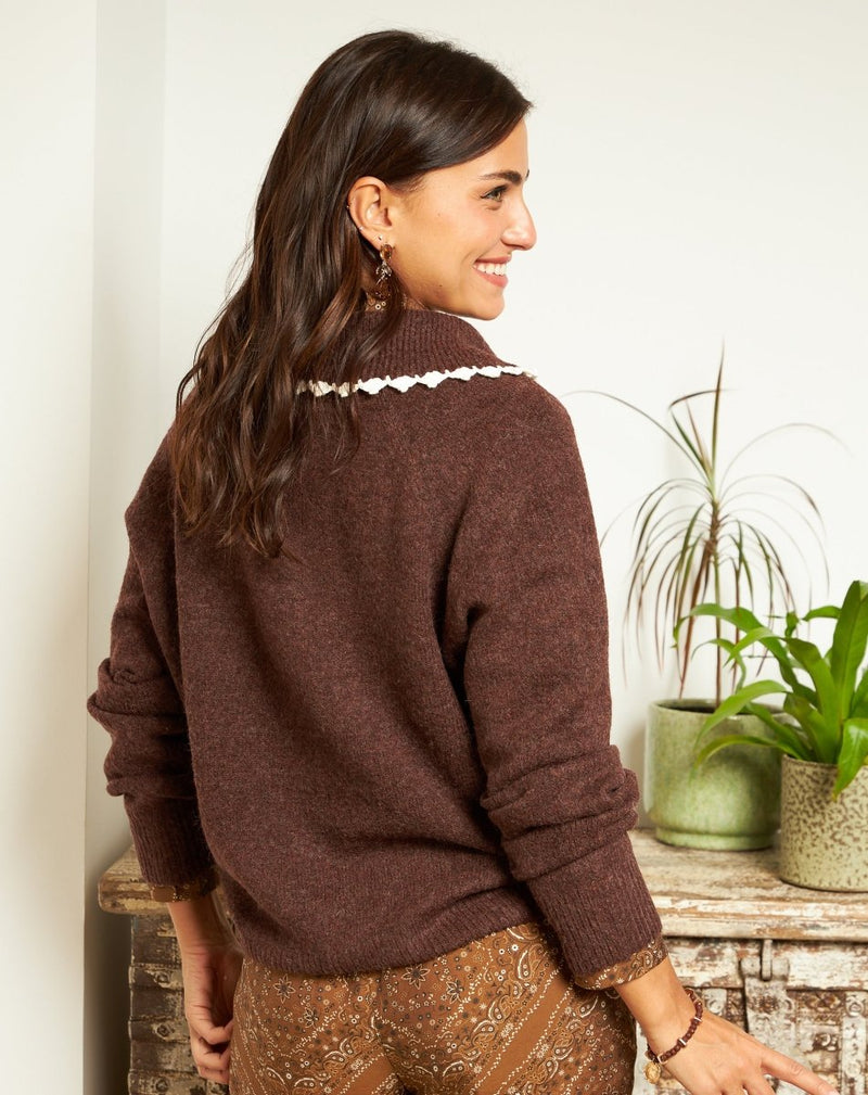JERSEY CUELLO EVA MARRÓN - Monica Ecco