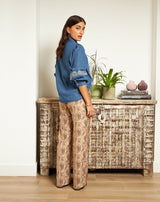 PANTALÓN ESTAMPADO ELOISE BEIGE - Monica Ecco