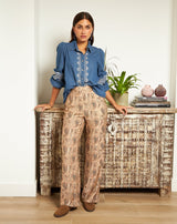 PANTALÓN ESTAMPADO ELOISE BEIGE - Monica Ecco