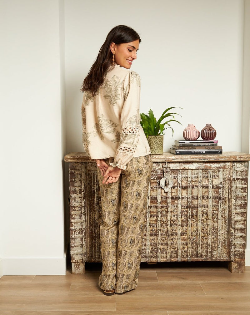 PANTALÓN ESTAMPADO ELOISE VERDE - Monica Ecco
