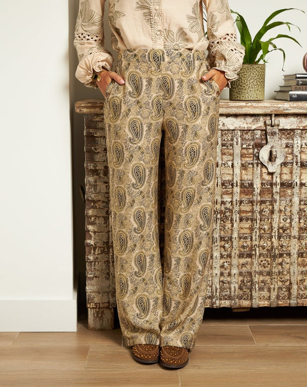 PANTALÓN ESTAMPADO ELOISE VERDE - Monica Ecco