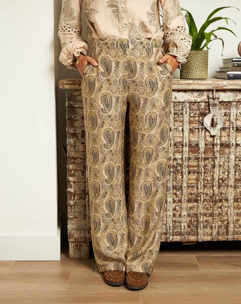 PANTALÓN ESTAMPADO ELOISE VERDE - Monica Ecco