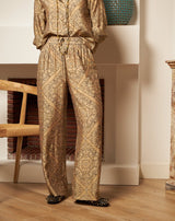 PANTALÓN FLORES MONA TAUPE - Monica Ecco