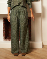 PANTALÓN FLORES MONA VERDE - Monica Ecco