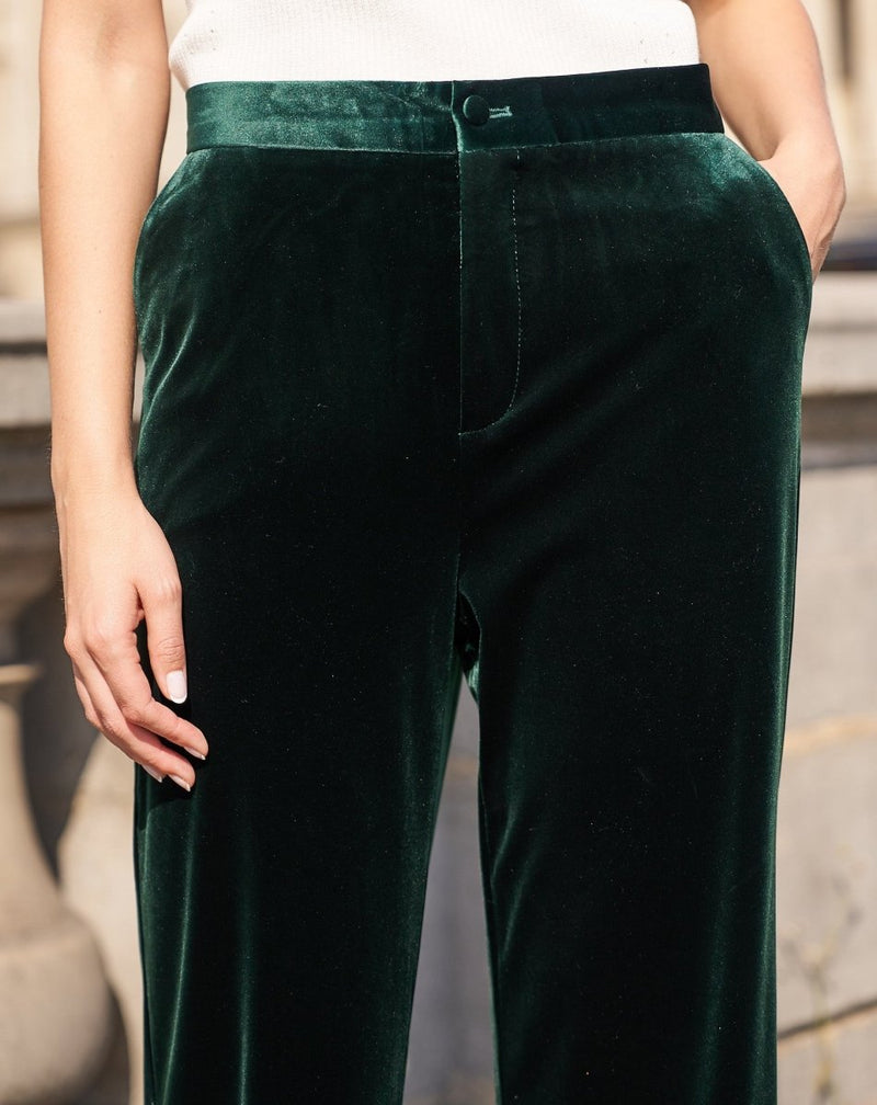 PANTALÓN VELVET VERDE - Monica Ecco