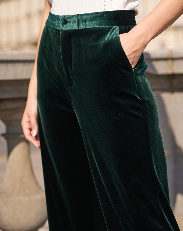 PANTALÓN VELVET VERDE - Monica Ecco