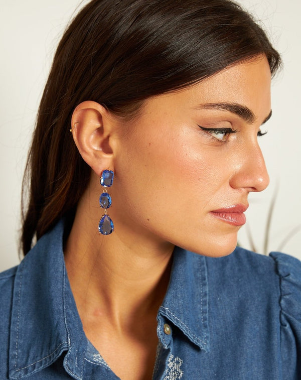 PENDIENTES CRISTAL COLGANTE MARINO - Monica Ecco