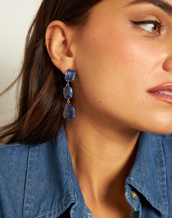 PENDIENTES CRISTAL COLGANTE MARINO - Monica Ecco
