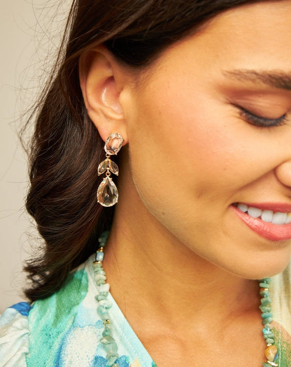 PENDIENTES CRISTAL COLGANTE TRANSPARENTE - Monica Ecco