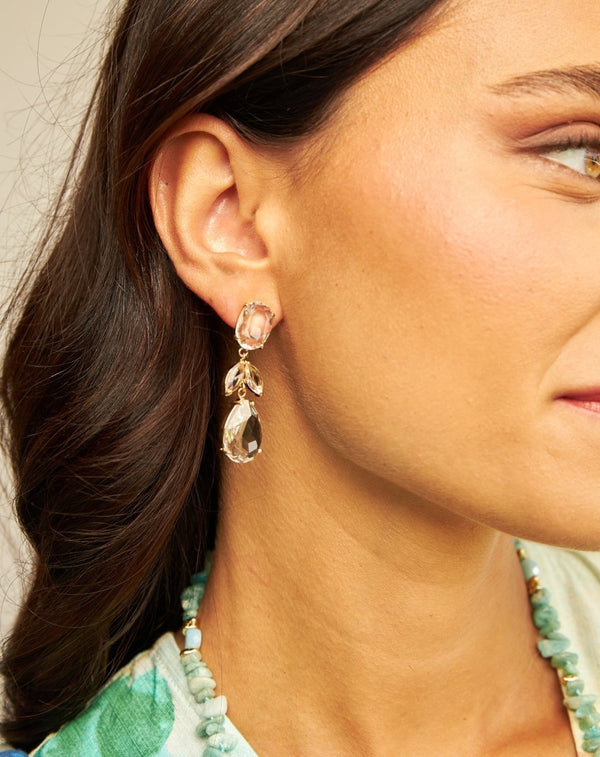 PENDIENTES CRISTAL COLGANTE TRANSPARENTE - Monica Ecco