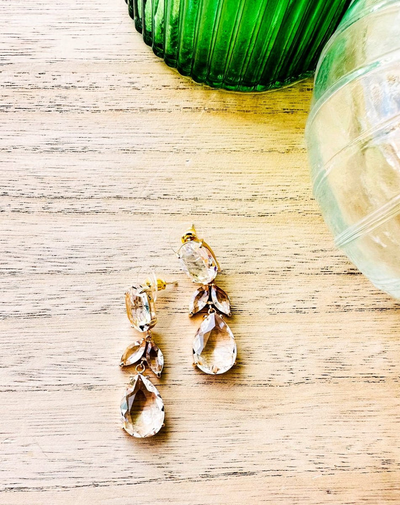 PENDIENTES CRISTAL COLGANTE TRANSPARENTE - Monica Ecco