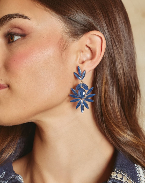PENDIENTES CRISTAL MIRIAM AZUL - Monica Ecco