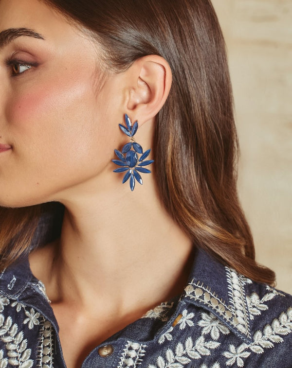 PENDIENTES CRISTAL MIRIAM AZUL - Monica Ecco