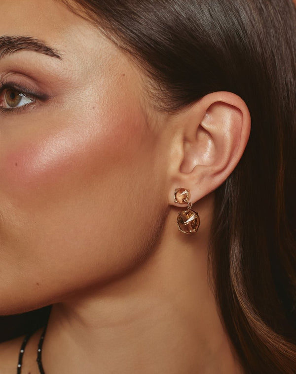 PENDIENTES DOBLE CRISTAL REDONDO - Monica Ecco