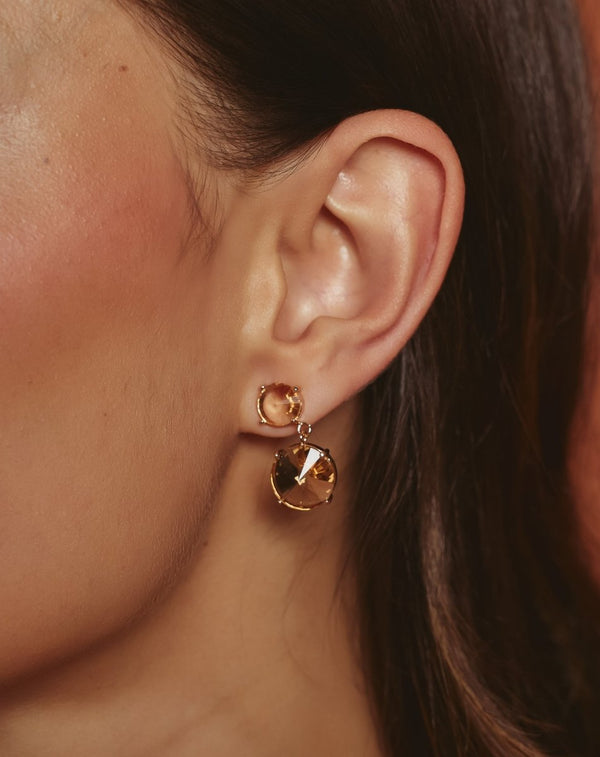 PENDIENTES DOBLE CRISTAL REDONDO - Monica Ecco