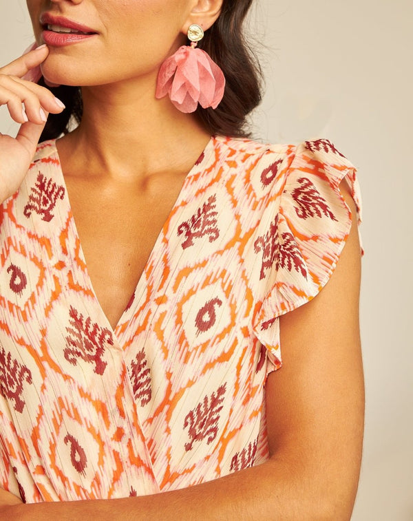 PENDIENTES REDONDEL PETALOS CORAL - Monica Ecco