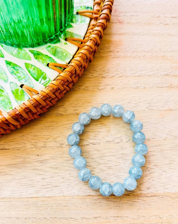 PULSERA BOLITAS REDONDAS CRISTAL AZUL - Monica Ecco