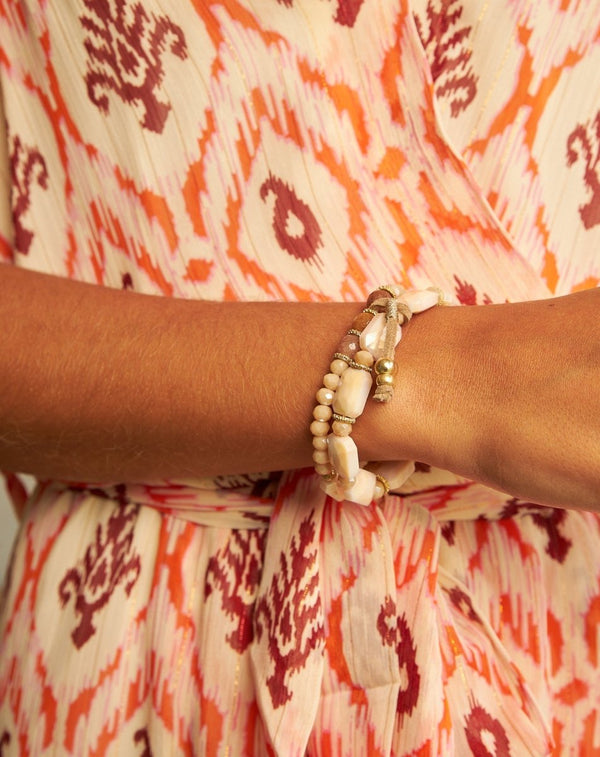 PULSERA DOBLE BEIGE - Monica Ecco