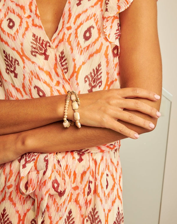 PULSERA DOBLE BEIGE - Monica Ecco