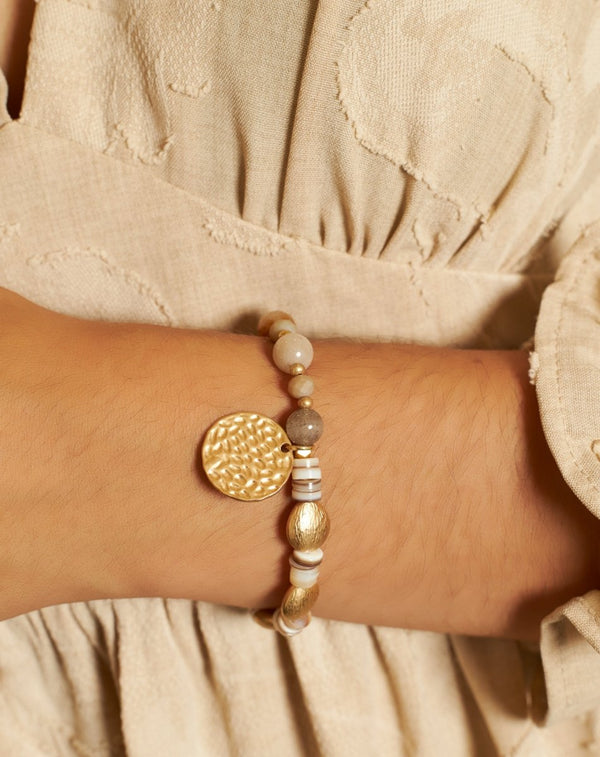 PULSERA ELÁSTICA LUPE TAUPE - Monica Ecco