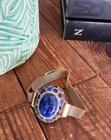 PULSERA PEDRERÍA METÁLICA AZUL - Monica Ecco