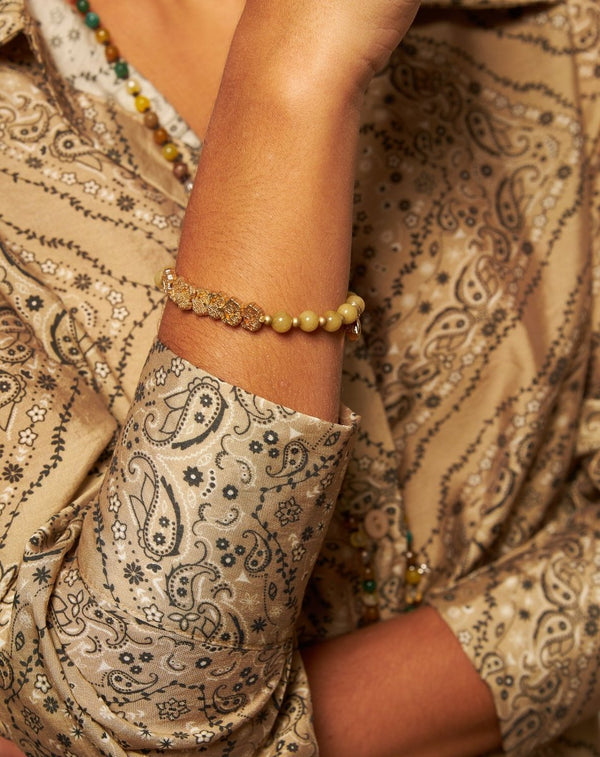 PULSERA PIEDRAS ADORNO ORO - Monica Ecco