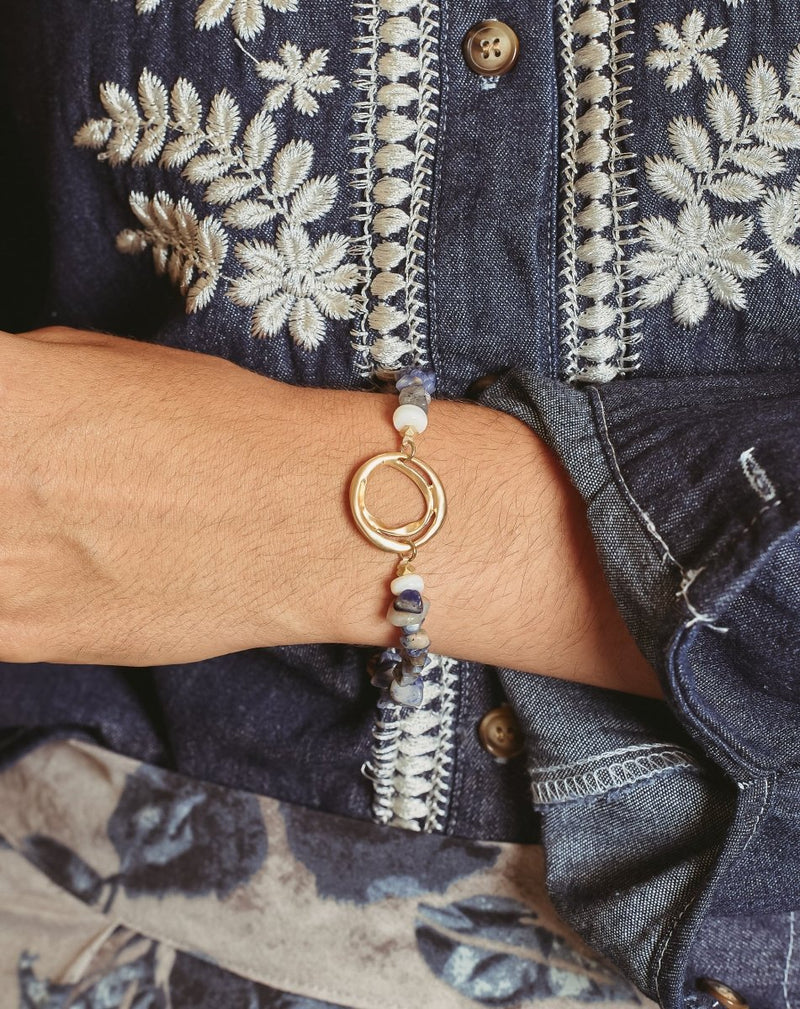 PULSERA PIEDRAS CIRCULOS MARINO - Monica Ecco