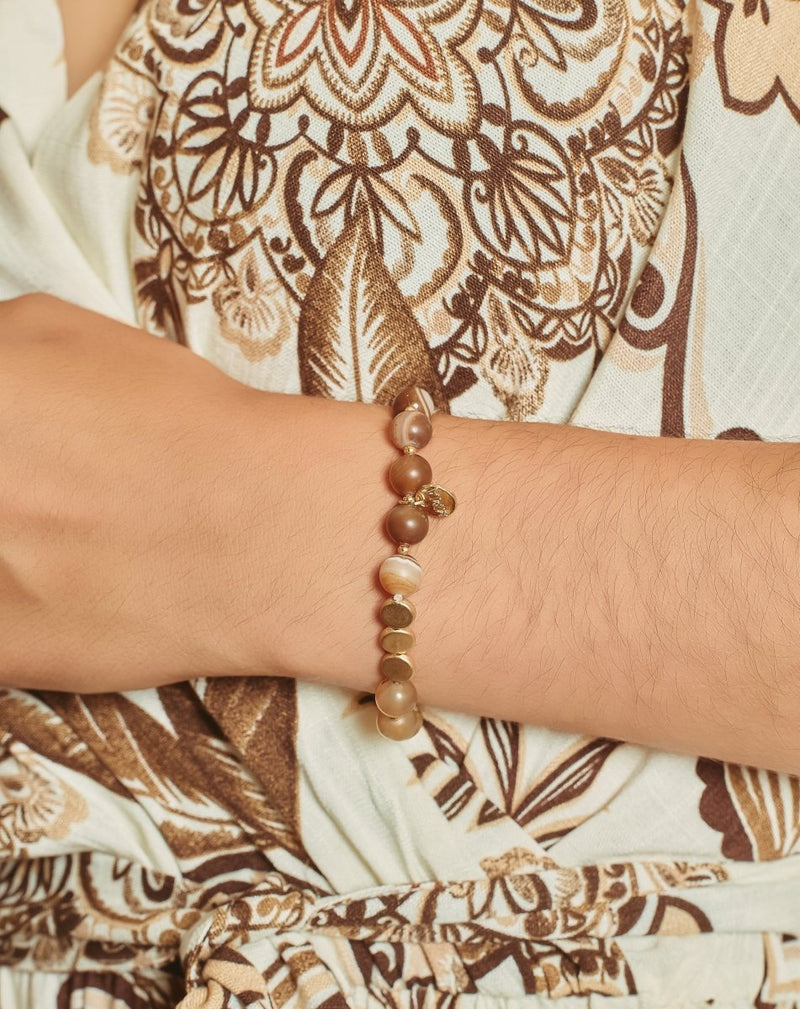 PULSERA PIEDRAS FERNANDA BEIGE - Monica Ecco