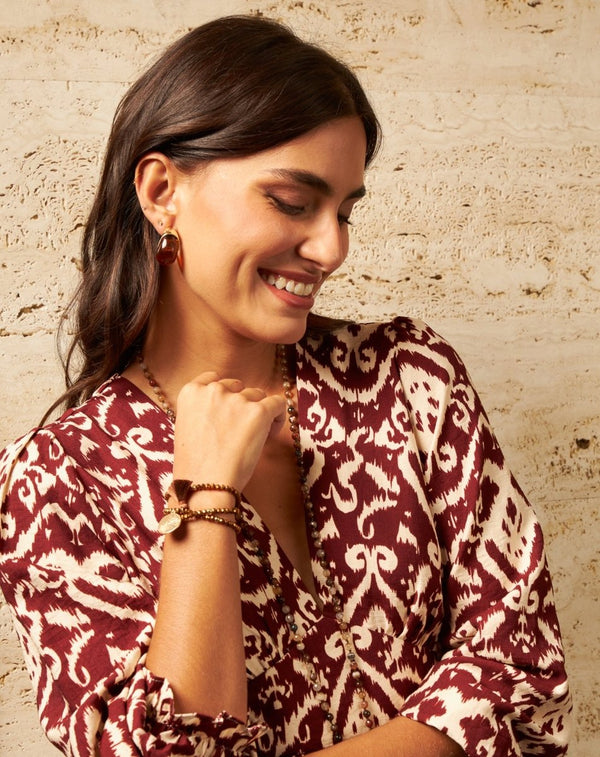 PULSERA TRIPLE MEDALLA BRONCE - Monica Ecco
