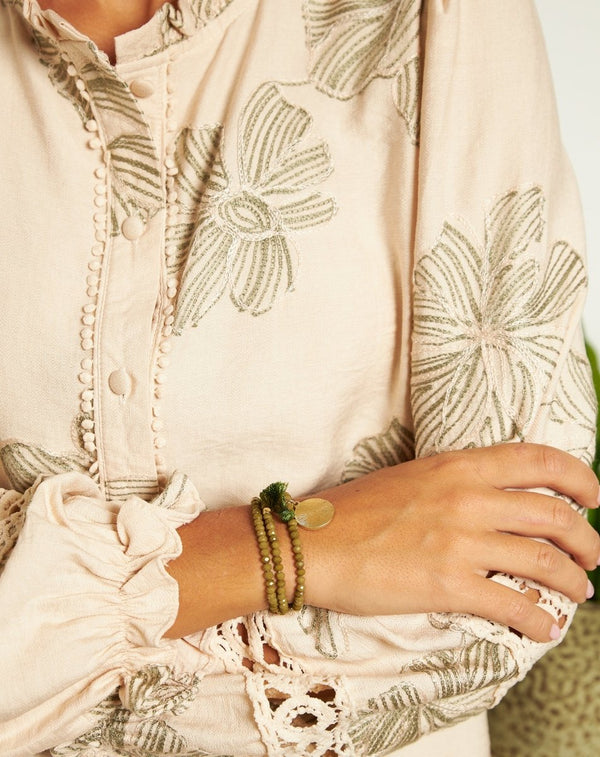 PULSERA TRIPLE MEDALLA VERDE - Monica Ecco