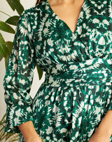 VESTIDO CORTO ESTAMPADO VERDE - Monica Ecco