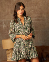 VESTIDO CORTO EVASE FLORES - Monica Ecco