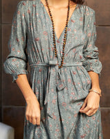 VESTIDO CRUZADO ALBA GRIS - Monica Ecco