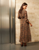 VESTIDO CRUZADO ELENA MARRÓN - Monica Ecco