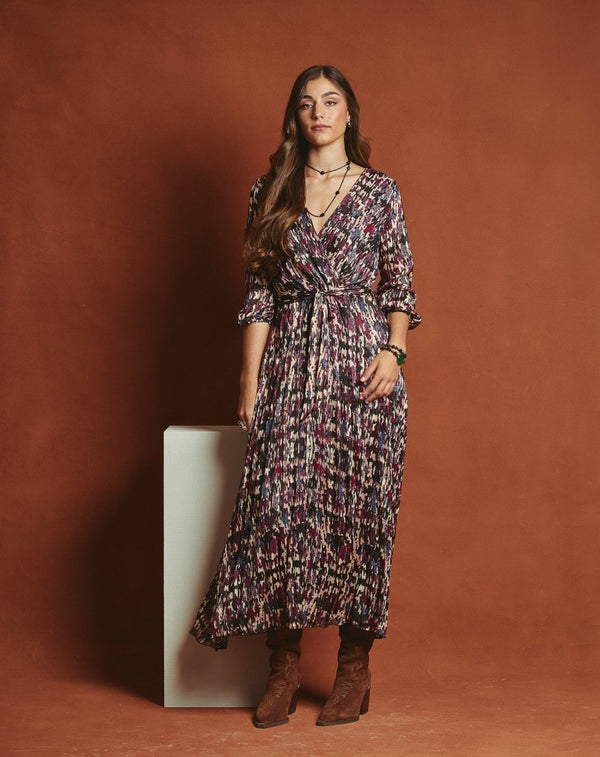 VESTIDO CRUZADO GINA BURDEOS - Monica Ecco