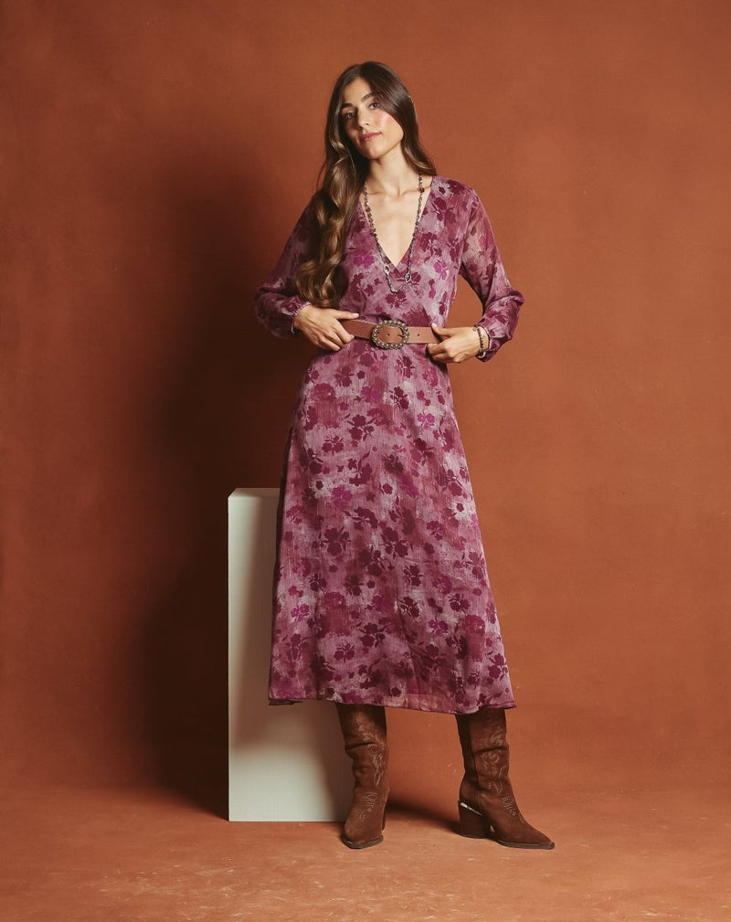 VESTIDO CRUZADO MARY BURDEOS - Monica Ecco