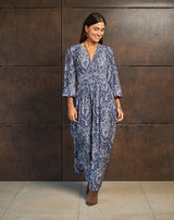 VESTIDO ESTAMPADO AZUL LISA - Monica Ecco