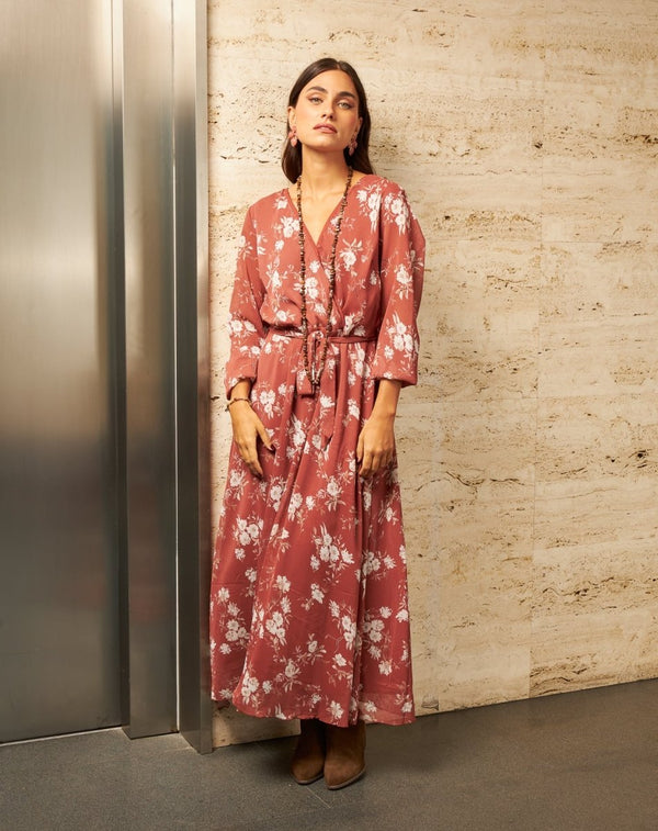 VESTIDO FLORAL LARGO ROCIO - Monica Ecco