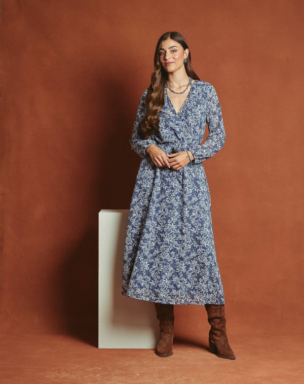 VESTIDO FLORECITAS DULCE AZUL - Monica Ecco