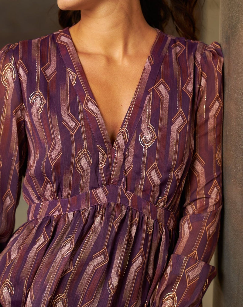 VESTIDO GEOMÉTRICO BOURDEOS LAURA - Monica Ecco