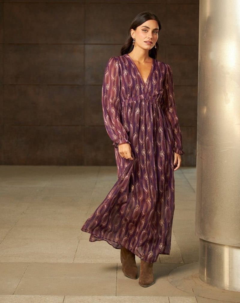 VESTIDO GEOMÉTRICO BOURDEOS LAURA - Monica Ecco