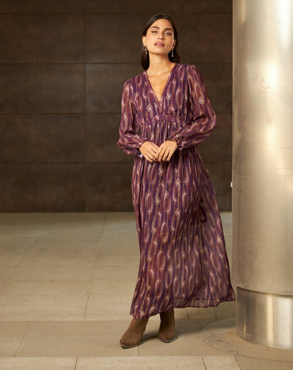 VESTIDO GEOMÉTRICO BOURDEOS LAURA - Monica Ecco