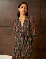VESTIDO GEOMÉTRICO VERDE LAURA - Monica Ecco