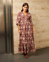 VESTIDO LARGO BURDEOS CRISTINA - Monica Ecco
