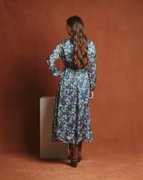 VESTIDO LARGO FLOR SONIA AZUL - Monica Ecco
