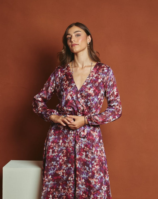 VESTIDO LARGO FLOR SONIA BURDEOS - Monica Ecco