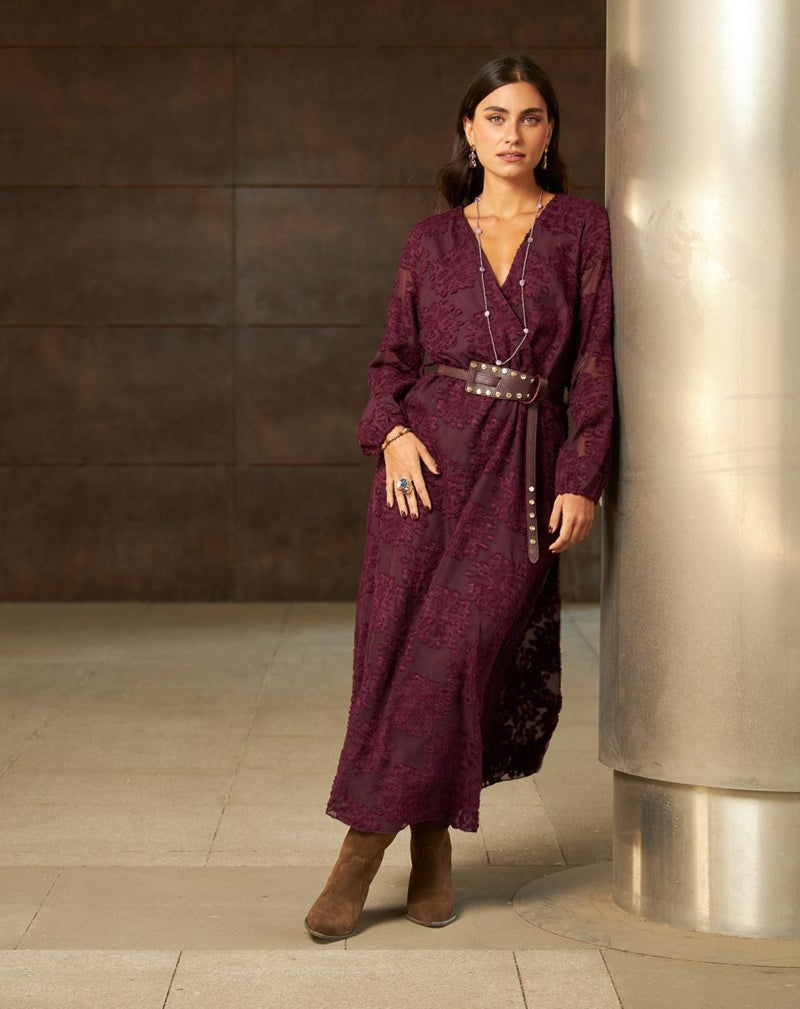 VESTIDO LARGO MARY BURDEOS - Monica Ecco
